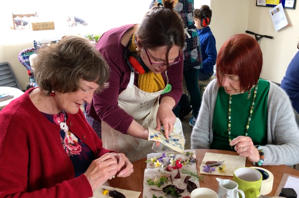 Catherine West with project participants during the Craft of Caring project 2019 at the Turning Tides Project